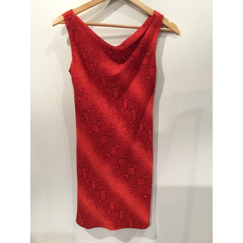 Donna Rico Red snake skin print cowl neck mini dress for